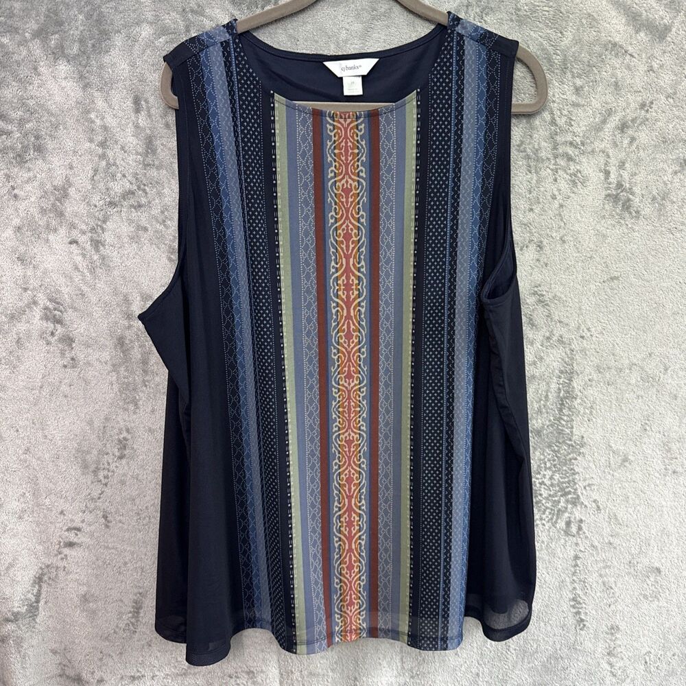 cj banks 3x sleeveless top aztec print blue multicolored tunic